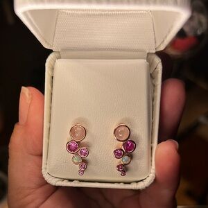 NEW Elegant Natural Pink and Rose Gold Drop Earrings